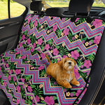 Tropical Hibiscus Flowers Aztec Print Pet Car Back Seat Cover