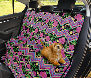 Tropical Hibiscus Flowers Aztec Print Pet Car Back Seat Cover