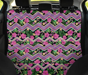 Tropical Hibiscus Flowers Aztec Print Pet Car Back Seat Cover