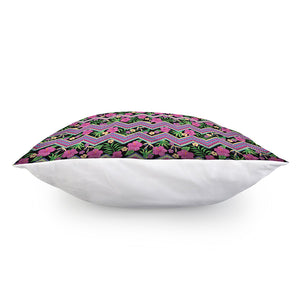 Tropical Hibiscus Flowers Aztec Print Pillow Cover