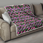 Tropical Hibiscus Flowers Aztec Print Quilt