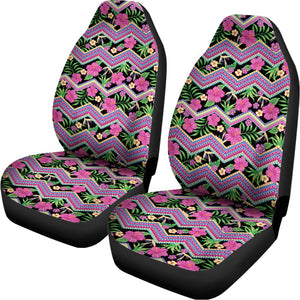 Tropical Hibiscus Flowers Aztec Print Universal Fit Car Seat Covers