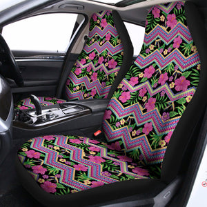 Tropical Hibiscus Flowers Aztec Print Universal Fit Car Seat Covers