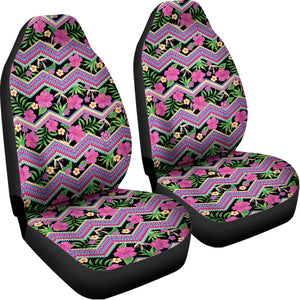 Tropical Hibiscus Flowers Aztec Print Universal Fit Car Seat Covers