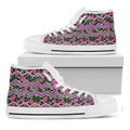 Tropical Hibiscus Flowers Aztec Print White High Top Sneakers