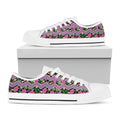 Tropical Hibiscus Flowers Aztec Print White Low Top Sneakers