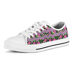 Tropical Hibiscus Flowers Aztec Print White Low Top Shoes