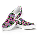 Tropical Hibiscus Flowers Aztec Print White Slip On Sneakers