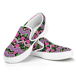 Tropical Hibiscus Flowers Aztec Print White Slip On Shoes