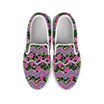 Tropical Hibiscus Flowers Aztec Print White Slip On Shoes