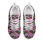 Tropical Hibiscus Flowers Aztec Print White Sneakers
