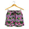 Tropical Hibiscus Flowers Aztec Print Women's Shorts