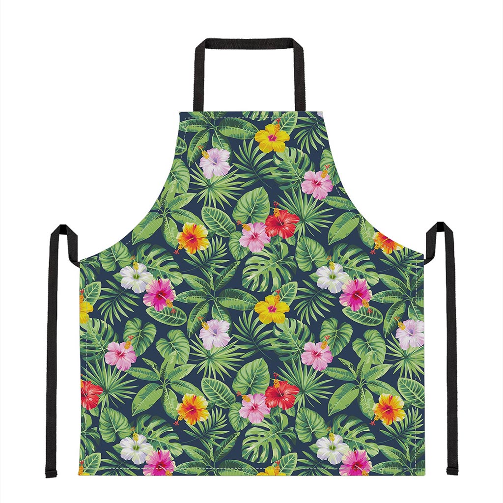 Tropical Hibiscus Flowers Pattern Print Apron