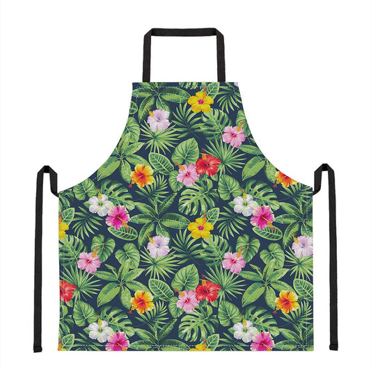 Tropical Hibiscus Flowers Pattern Print Apron