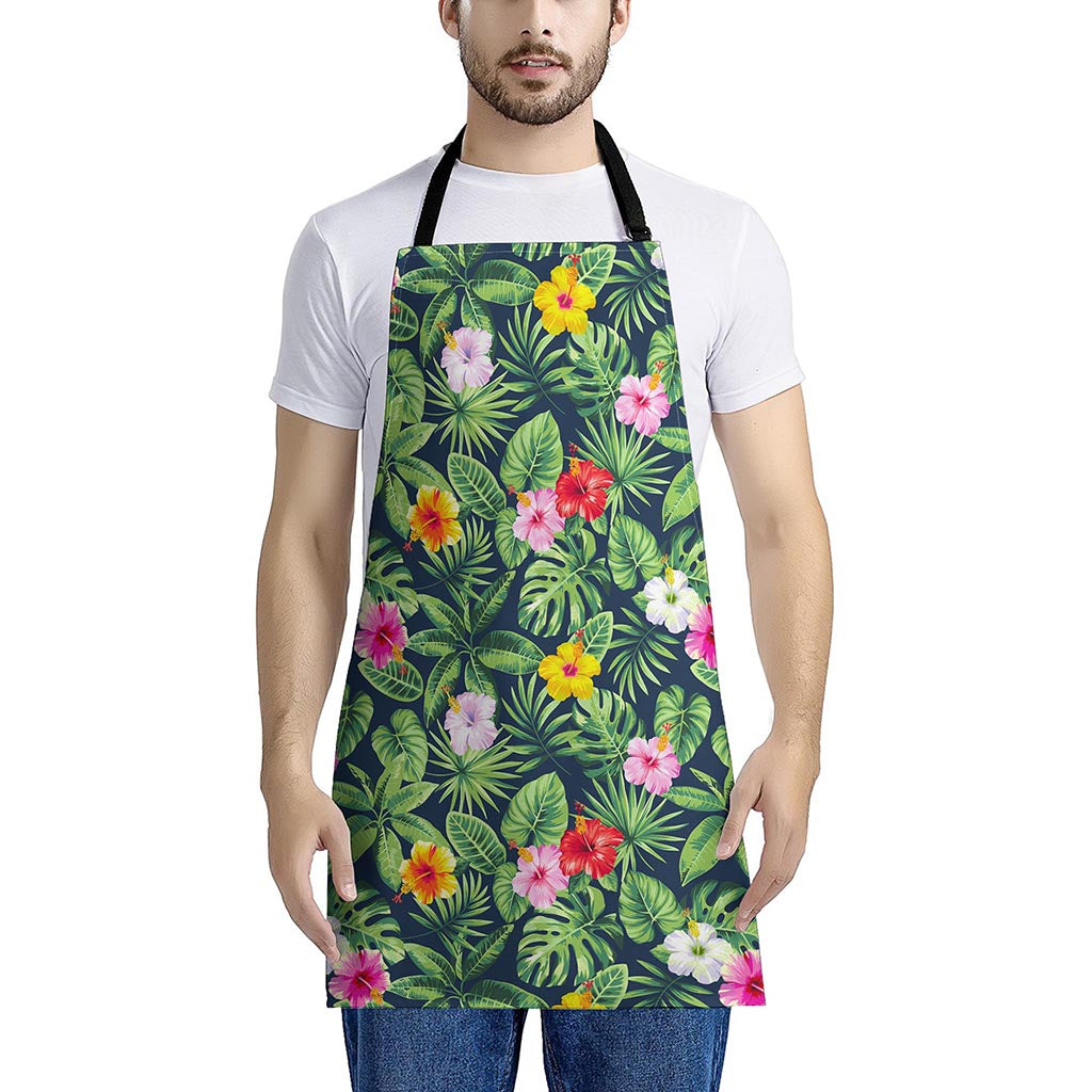 Tropical Hibiscus Flowers Pattern Print Apron
