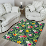 Tropical Hibiscus Flowers Pattern Print Area Rug GearFrost