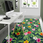 Tropical Hibiscus Flowers Pattern Print Area Rug GearFrost