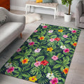 Tropical Hibiscus Flowers Pattern Print Floor Mat
