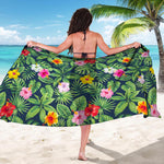 Tropical Hibiscus Flowers Pattern Print Beach Sarong Wrap