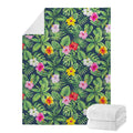 Tropical Hibiscus Flowers Pattern Print Blanket