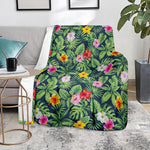 Tropical Hibiscus Flowers Pattern Print Blanket