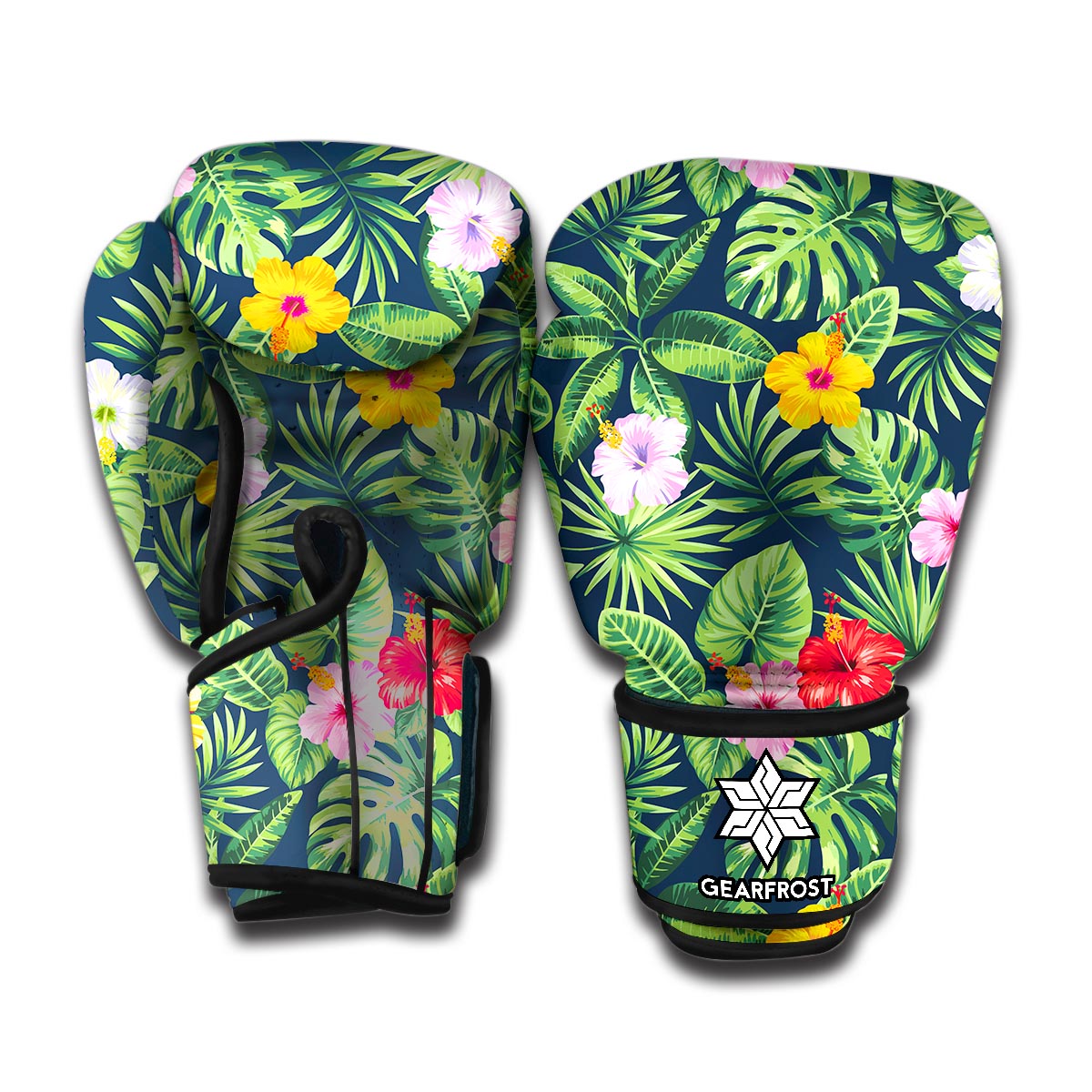 Tropical Hibiscus Flowers Pattern Print Boxing Gloves