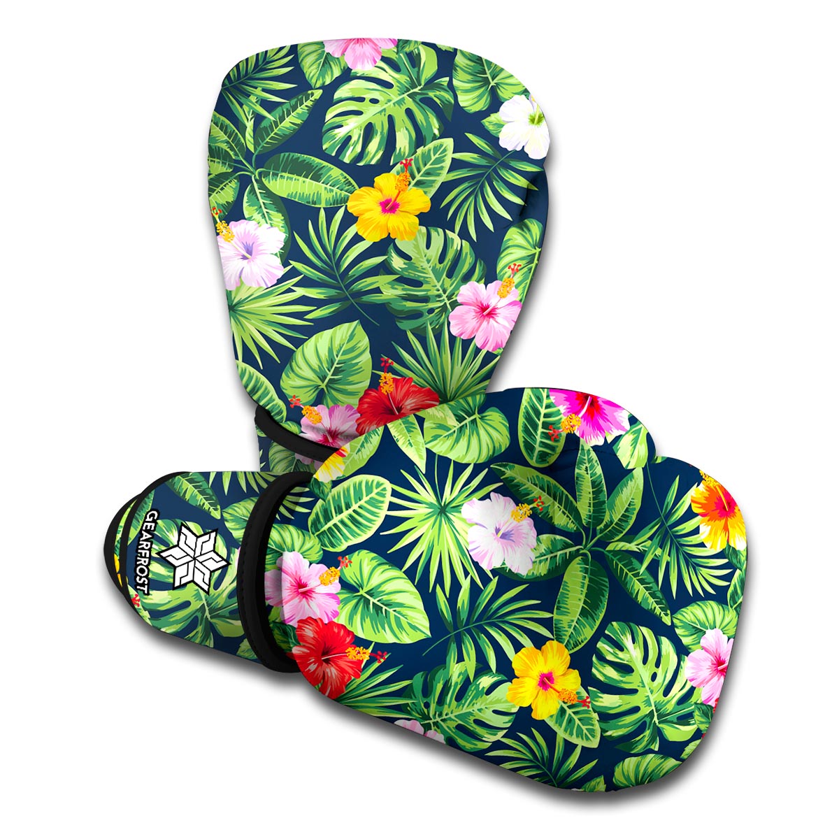 Tropical Hibiscus Flowers Pattern Print Boxing Gloves