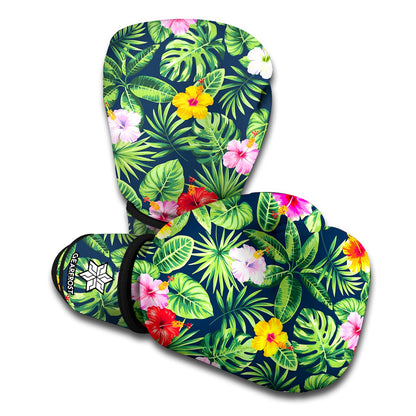 Tropical Hibiscus Flowers Pattern Print Boxing Gloves