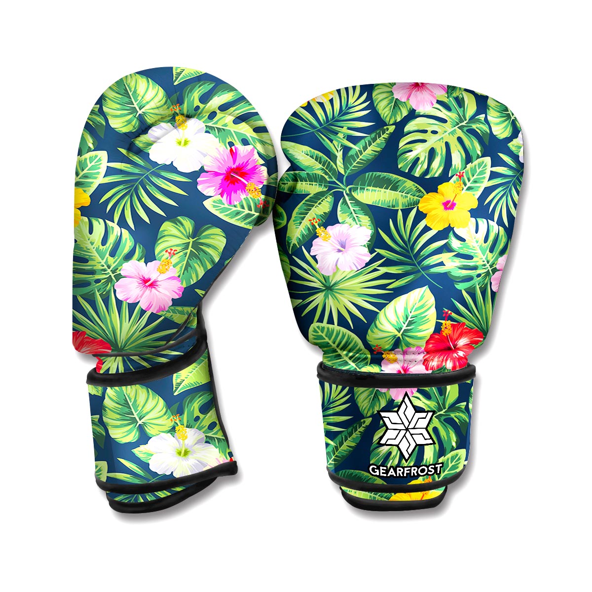 Tropical Hibiscus Flowers Pattern Print Boxing Gloves
