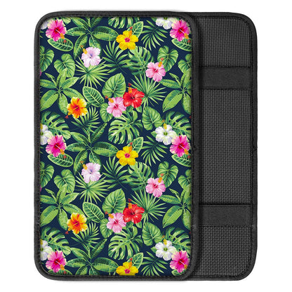 Tropical Hibiscus Flowers Pattern Print Car Center Console Cover