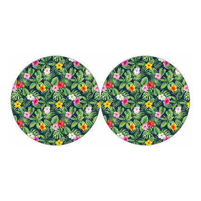 Tropical Hibiscus Flowers Pattern Print Car Coasters