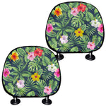 Tropical Hibiscus Flowers Pattern Print Car Headrest Covers