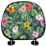 Tropical Hibiscus Flowers Pattern Print Car Headrest Covers