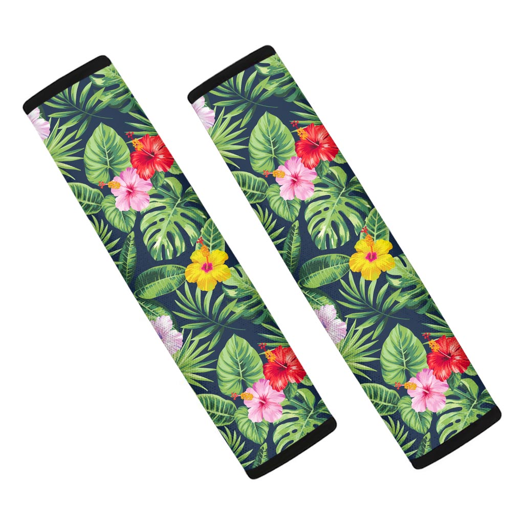 Tropical Hibiscus Flowers Pattern Print Car Seat Belt Covers