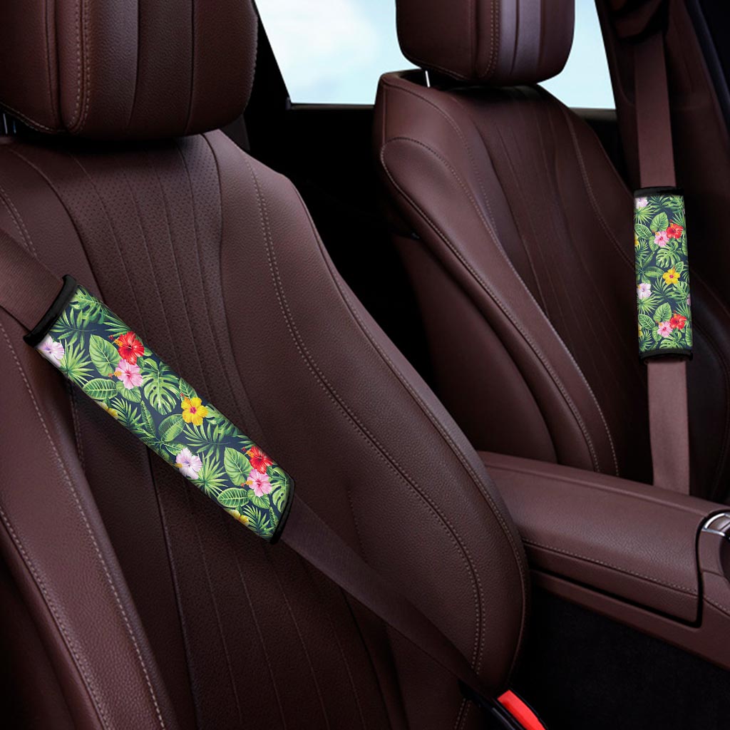 Tropical Hibiscus Flowers Pattern Print Car Seat Belt Covers