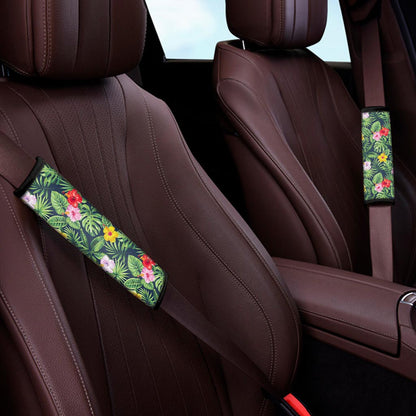 Tropical Hibiscus Flowers Pattern Print Car Seat Belt Covers