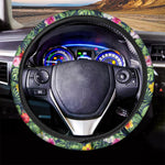 Tropical Hibiscus Flowers Pattern Print Car Steering Wheel Cover