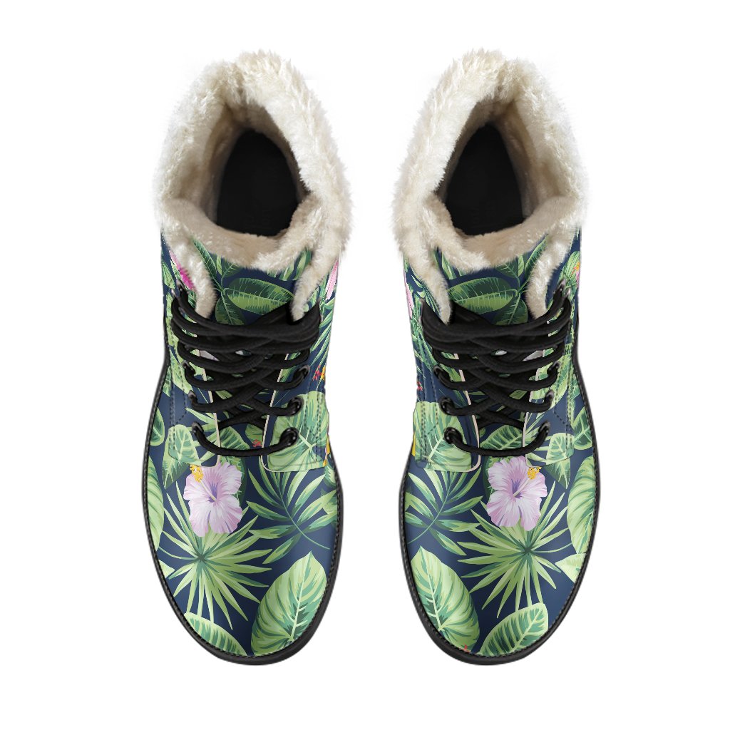 Tropical Hibiscus Flowers Pattern Print Comfy Boots GearFrost