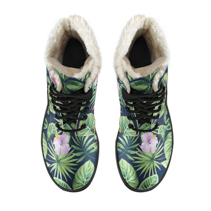Tropical Hibiscus Flowers Pattern Print Comfy Boots GearFrost