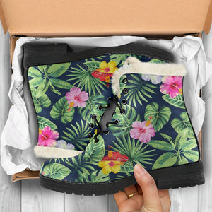 Tropical Hibiscus Flowers Pattern Print Comfy Boots GearFrost