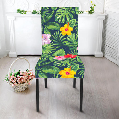 Tropical Hibiscus Flowers Pattern Print Dining Chair Slipcover