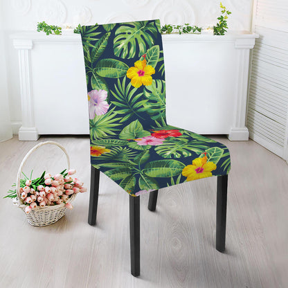 Tropical Hibiscus Flowers Pattern Print Dining Chair Slipcover