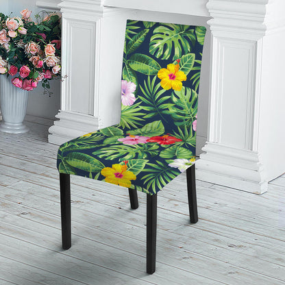 Tropical Hibiscus Flowers Pattern Print Dining Chair Slipcover