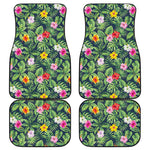 Tropical Hibiscus Flowers Pattern Print Front and Back Car Floor Mats