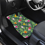 Tropical Hibiscus Flowers Pattern Print Front and Back Car Floor Mats