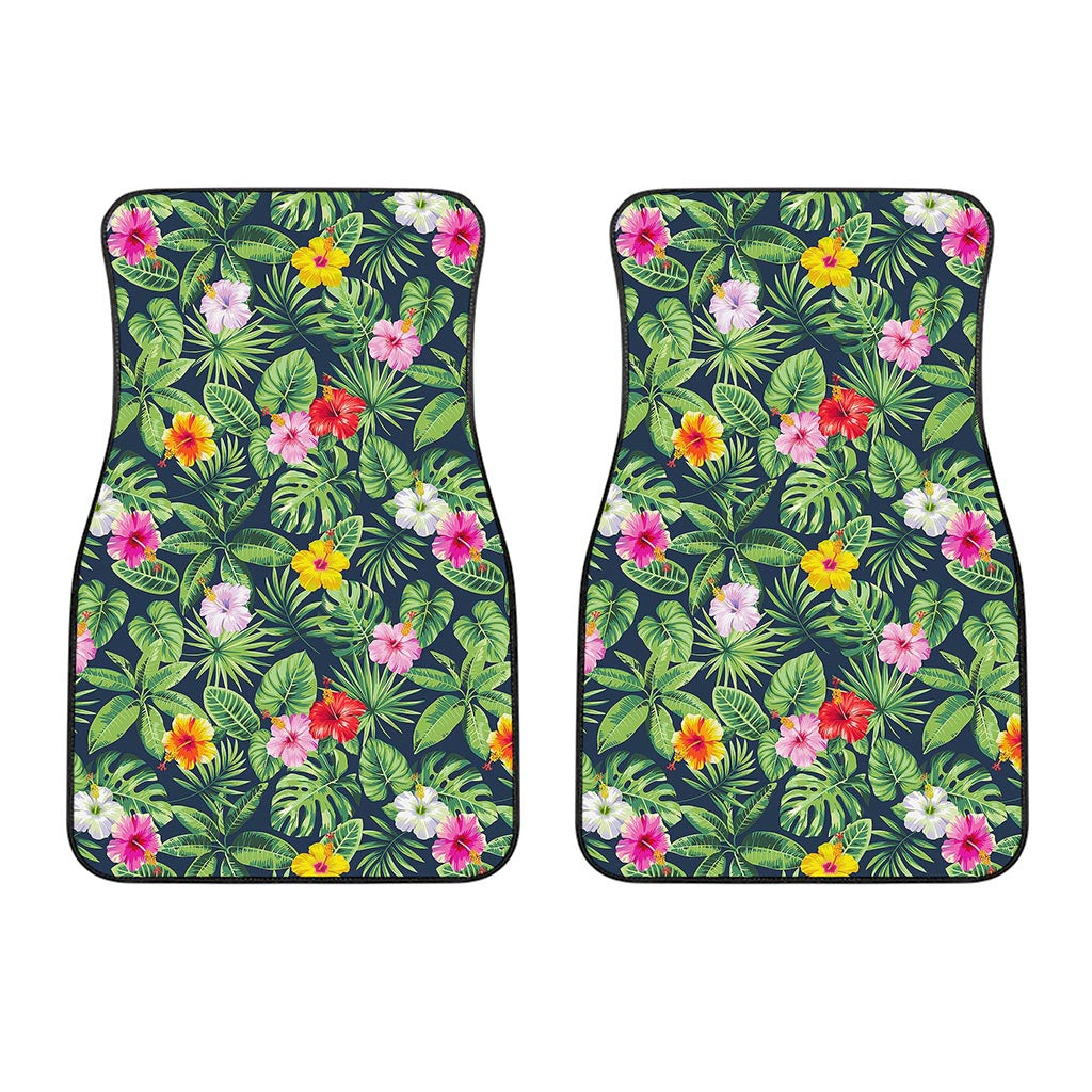 Tropical Hibiscus Flowers Pattern Print Front Car Floor Mats