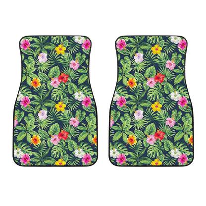 Tropical Hibiscus Flowers Pattern Print Front Car Floor Mats