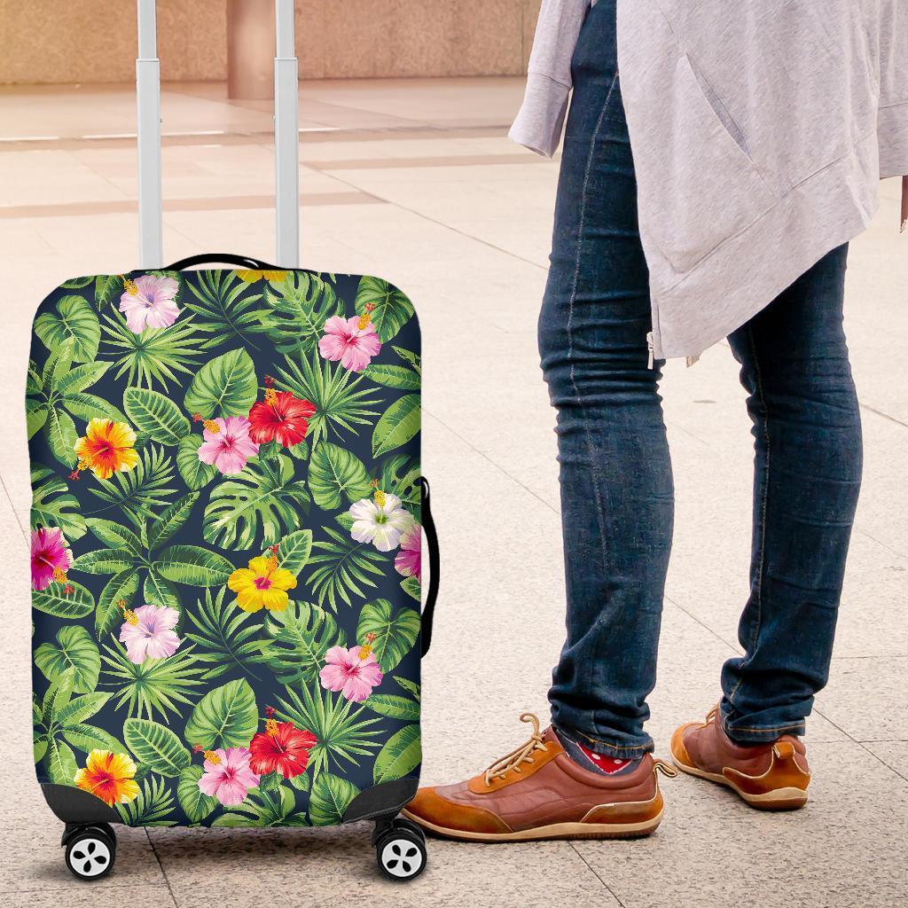 Tropical Hibiscus Flowers Pattern Print Luggage Cover GearFrost