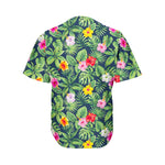 Tropical Hibiscus Flowers Pattern Print Men's Baseball Jersey
