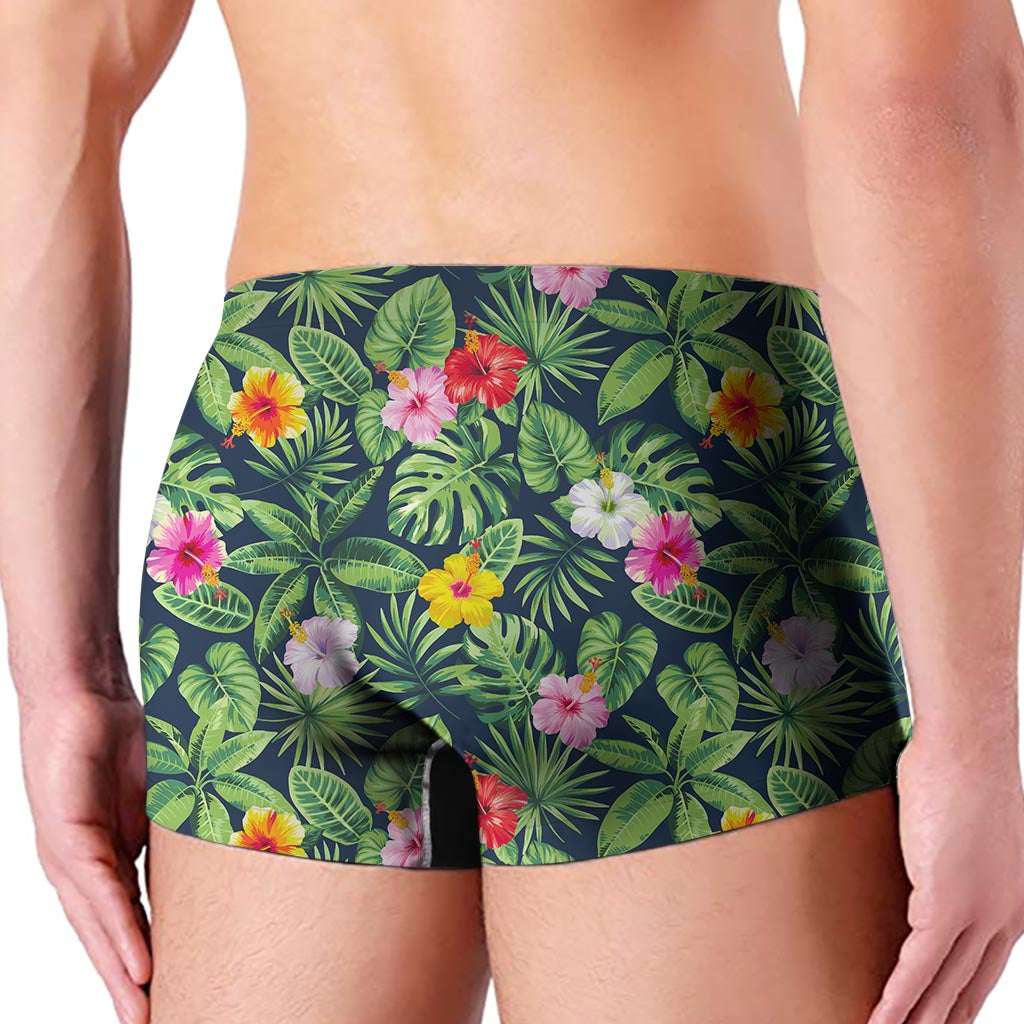Tropical Hibiscus Flowers Pattern Print Men's Boxer Briefs